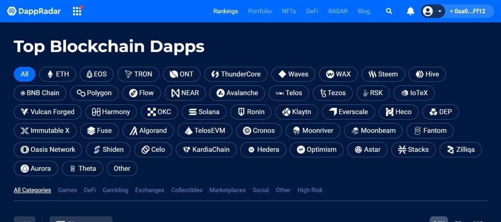 DappRadar blockchains